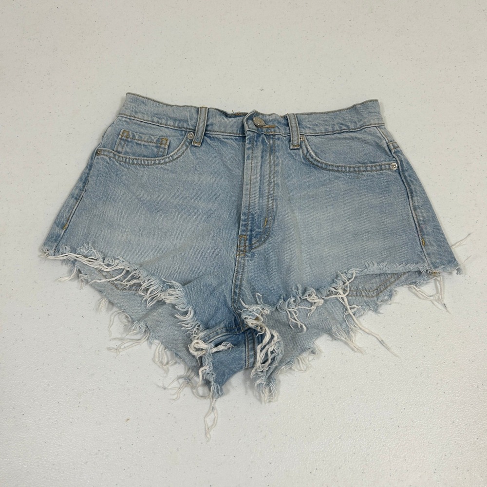 BDG Urban Outfitters High Waisted Distressed Light Wash Denim Shorts Size 27